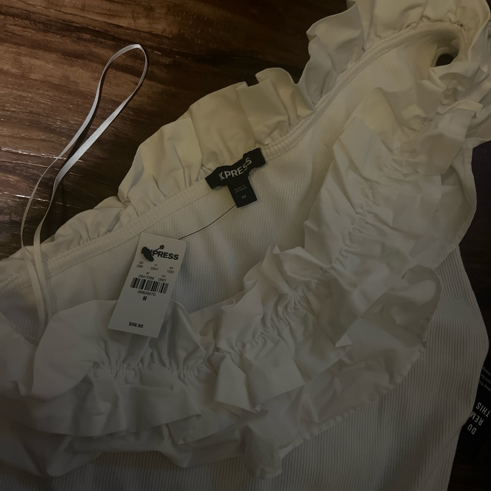 Express Ivory Ruffled Blouse - Picture 2 of 2